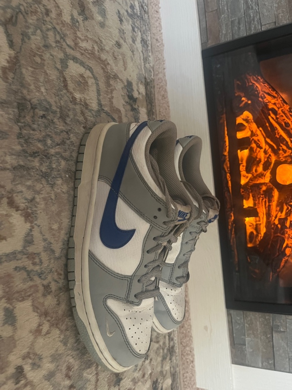 Nike Dunk Low White Grey with Blue Swoosh